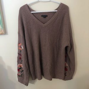 Super cute embroidered v neck sweater